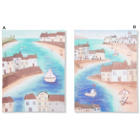 Tableau toile Maisons et mer - Ria  - 40 x 30 cm