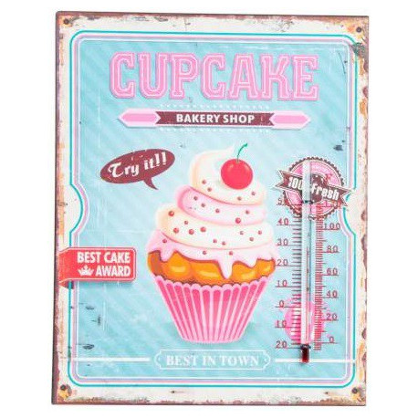 Thermomètre mural métal Cupcake - 25 x 20 cm