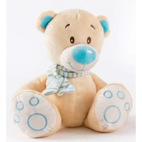 Peluche Ourson assis avec écharpe - 21 cm