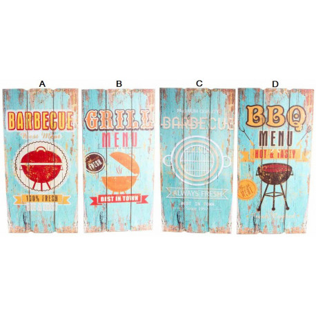 Tableau bois Barbecue Pub vintage - 60 x 30 cm