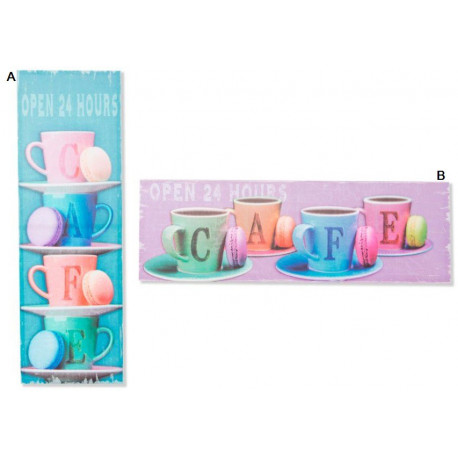 Tableau toile Tasses et Macarons - 90 x 30 cm