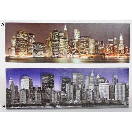 Tableau toile New York de nuit - 90 x 30 cm