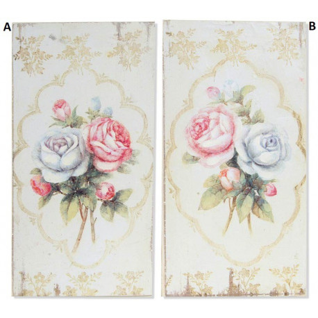 Tableau Fleurs Roses - 30 x 15 cm