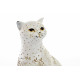 Statuette Chat blanc déco style dentelle - 22,5 cm