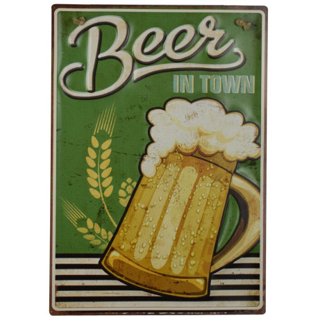 Plaque murale métal relief Bière - Alcool - Pub - 40 x 30 cm