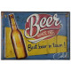 Plaque murale métal relief Bière - Alcool - Pub - 40 x 30 cm