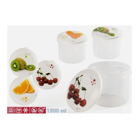 Lot de 3 pots ronds plastique hermétiques